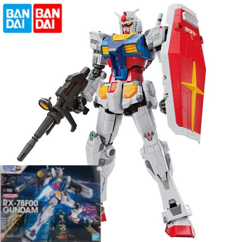 

Bandai Gundam MG 1/100 RX-78F00 Gundam со специальной базой, ограниченная оригинальная Сборная модель, коллекционная игрушка, подарок