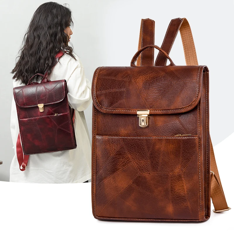 

Preppy style Soft PU Leather Women Backpack Travel Backpack Large Capacity Female Shoulder Bag Daypack Softback Laptop Bag