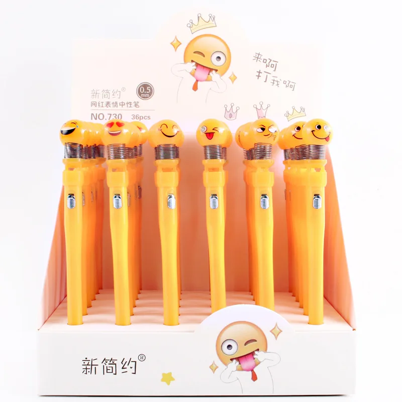 

36pcs Creative Gel Pens 0.38mm Black Cartoon Cute Spring Shaking Head Luminous Doll Pen School Students Office Stationery Gifts