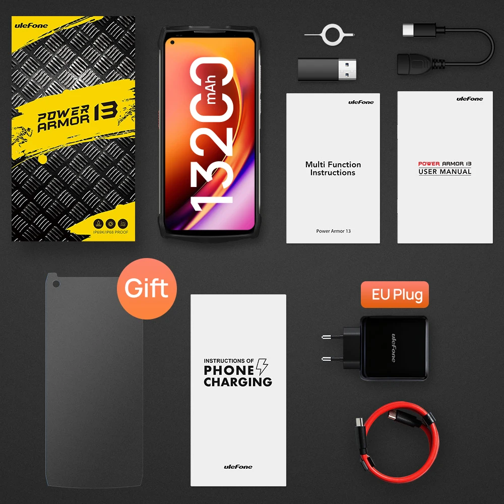 Смартфон Ulefone Power Armor 13 13200 мАч IP68/IP69K экран 6 81 дюйма FHD + задняя камера 48 МП 8 ГБ 256 NFC