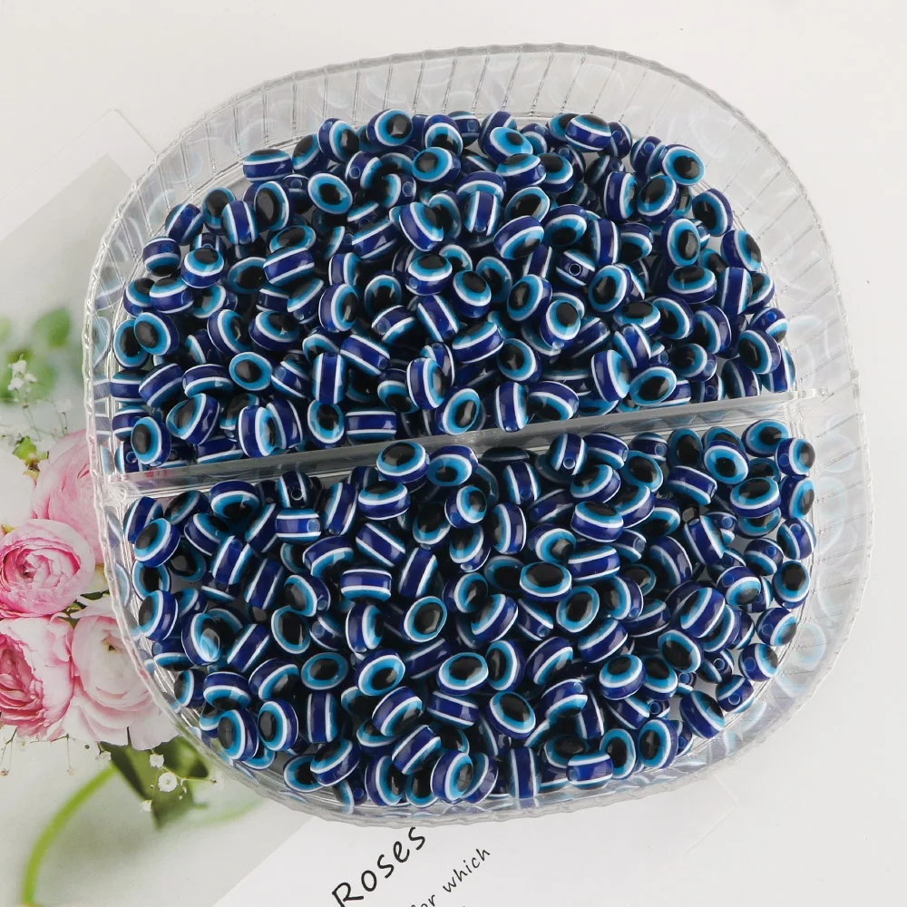 

50/100pcs 10x8mm Oval Loose Blue Evil Eye Beads Resin Spacer Eye Beads For Jewelry Making DIY Necklace Bracelet Accessories