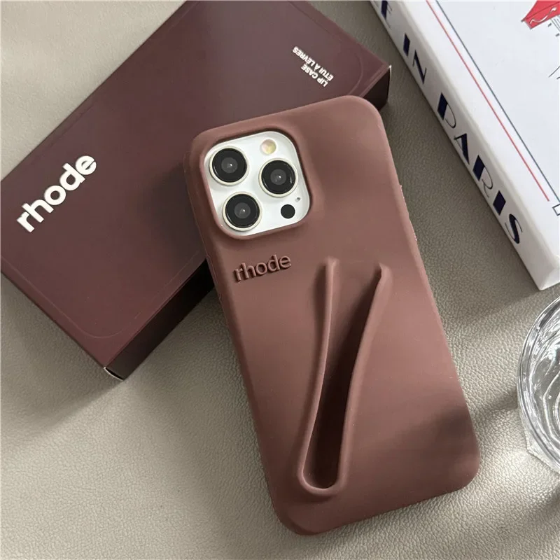With Box DIY Rhode Phone Case for iPhone 16 15 14 13 12 11 Pro Max Plus Lipstick Portable Lip Gloss Holder Soft Silicone Cover