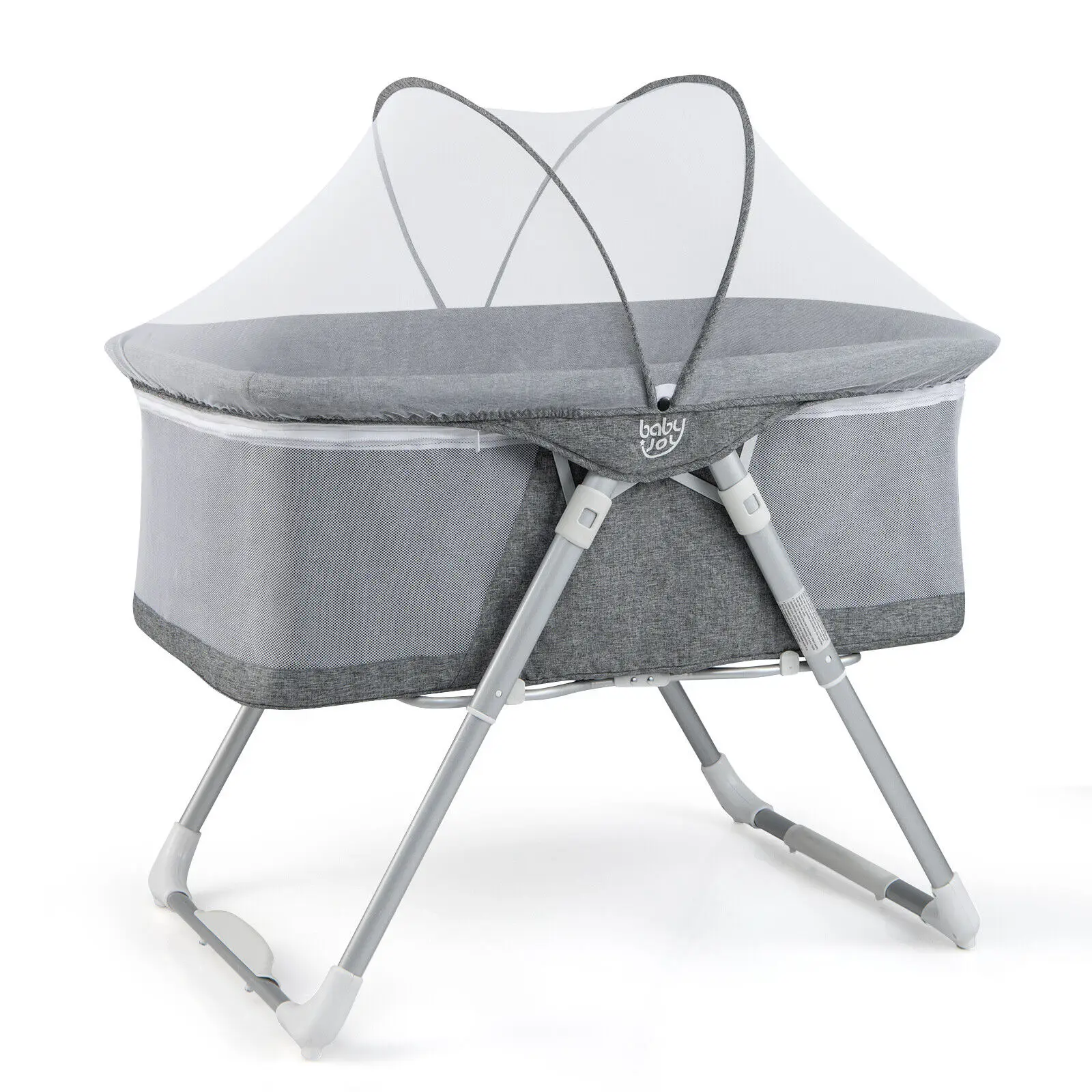 Babyjoy 2-in-1 Stationary & Rock Bassinet Portable Travel Cradle w/ Mattress & Net