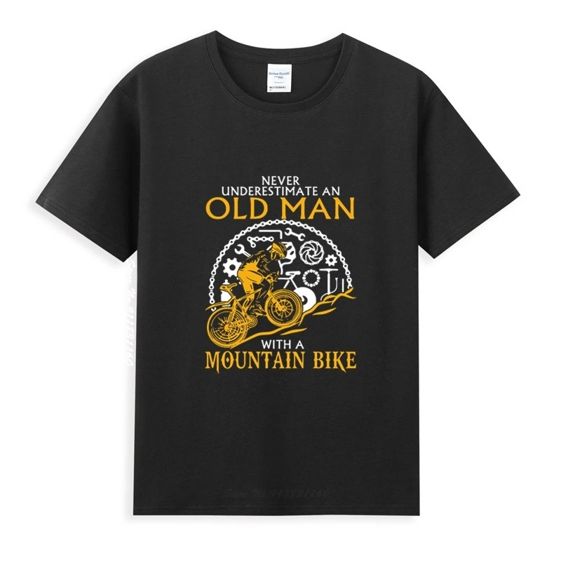 

Geek Never Underestimate An Old Man With A Bicycle Mtb T-Shirt Homme Summer Tops Tee Shirt Pure Cotton Vogue Style Unisex