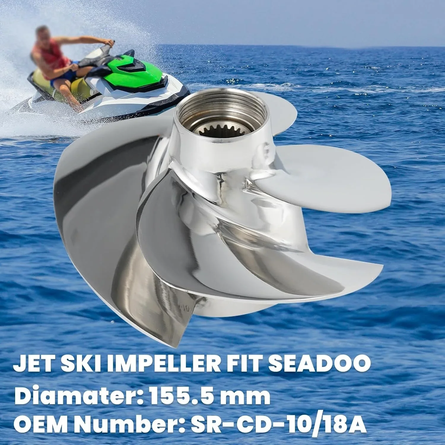 Новый импеллер для гидроцикла, 4 лопасти, подходит для моделей Seadoo SR-CD-1018A GTI 130, GTI SE 170, GTX 170, 155.5 мм (art.: 3920db2d0fff8) - 3920db2d0fff8