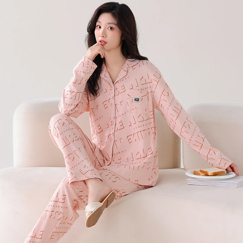 2025 New Can Be Worn outside Women Cardigan Homewear Set Lapel Long sleeve Pure Cotton Skin-friendly Comfortable ... |