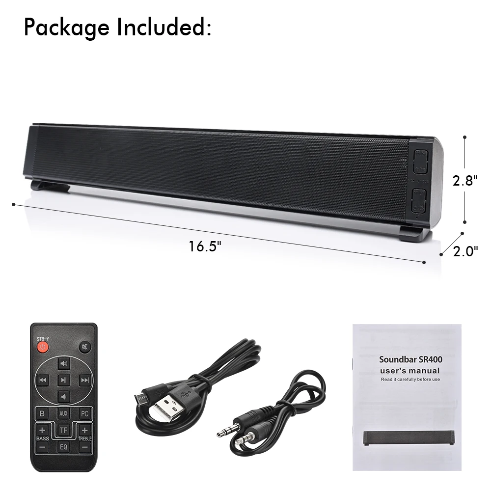 20W Soundbar TV Portable Wireless Speaker Bluetooth 5.0 HiFi Subwoofer 3D Stereo Sound with Remote Control Support TF AUX images - 6