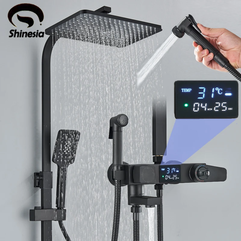 

Shinesia Thermostatic Digital Display Shower Faucet Set Shower Mixer Crane Shower Bath Faucet Bathtub Shower Bidet Faucet