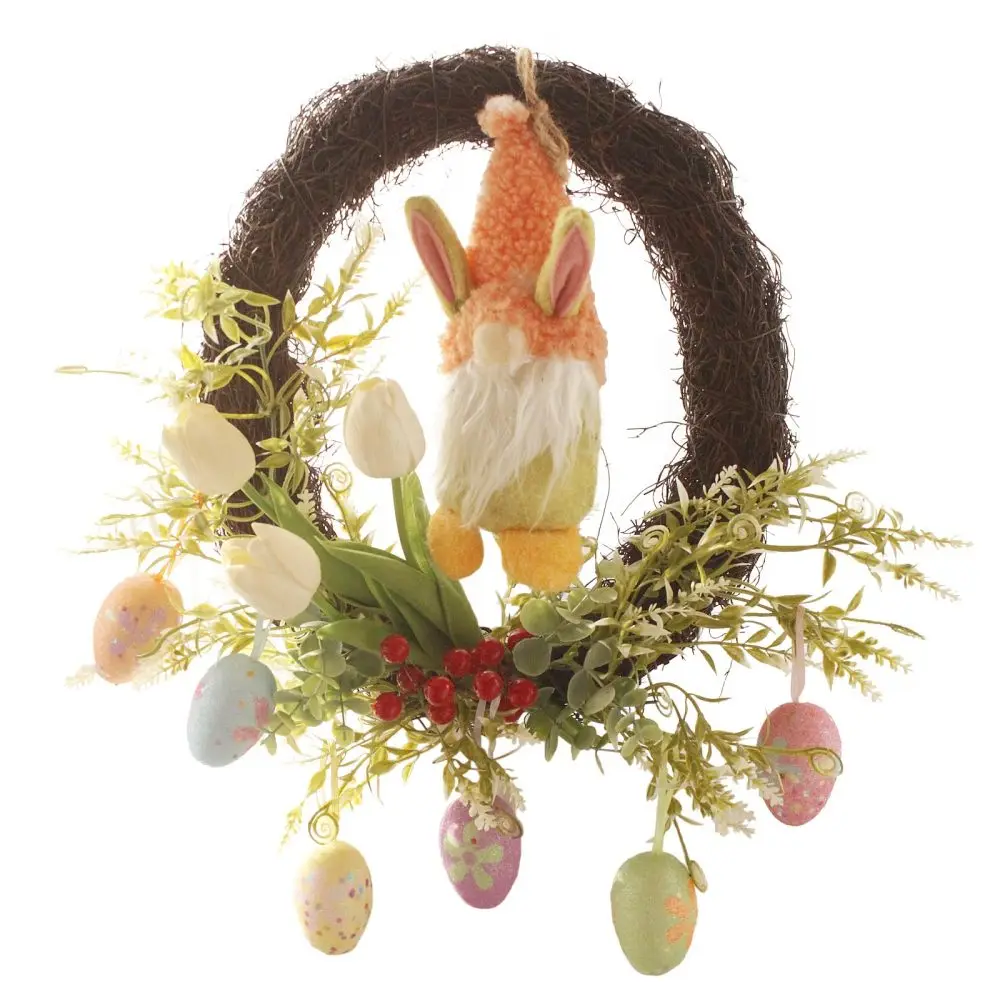 

Easter Egg Bunny Wreath Decoration Garland Rattan Frame H Cherry Berries Wreaths & Garlands Autumn Holiday 30*45CM Ornaments