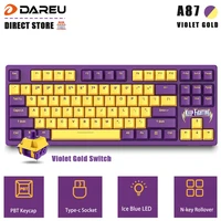 Dareu A87 100 Hotswap USB Wired RGB LED Backlit Mechanical Gaming Keyboard With Customized Violet Gold Switch Programable