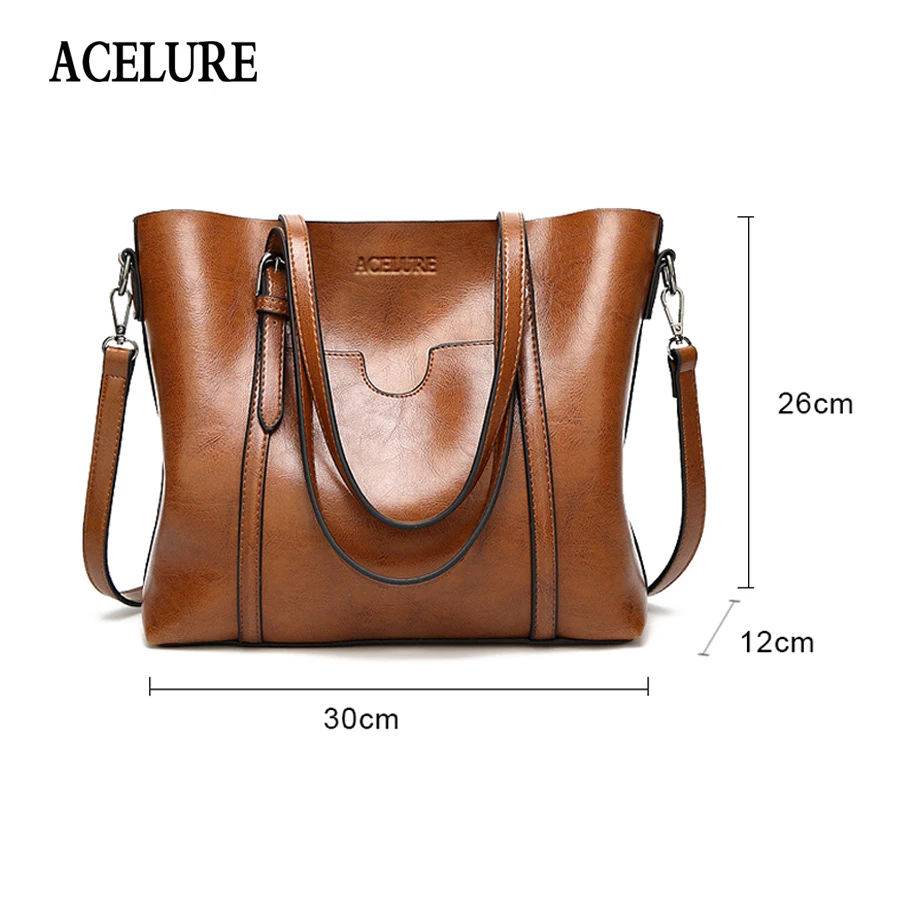 ACELURE Women bag Oil wax Women's Leather Handbags Luxury Lady Hand Bags With Purse Pocket Women messenger bag Big Tote Sac Bols