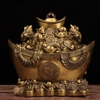 6china feng shui seikos brass patina ingots jinchan make a fortune gather fortune treasure bowl ornament town house exorcism