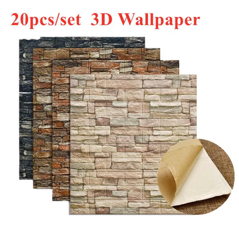 

20pcs Self Adhesive Panel XPE Foam 3D Wallpaper Waterproof Noise Reduction Wallpaper Home Decor for Living Room Bedroom Tv Wall