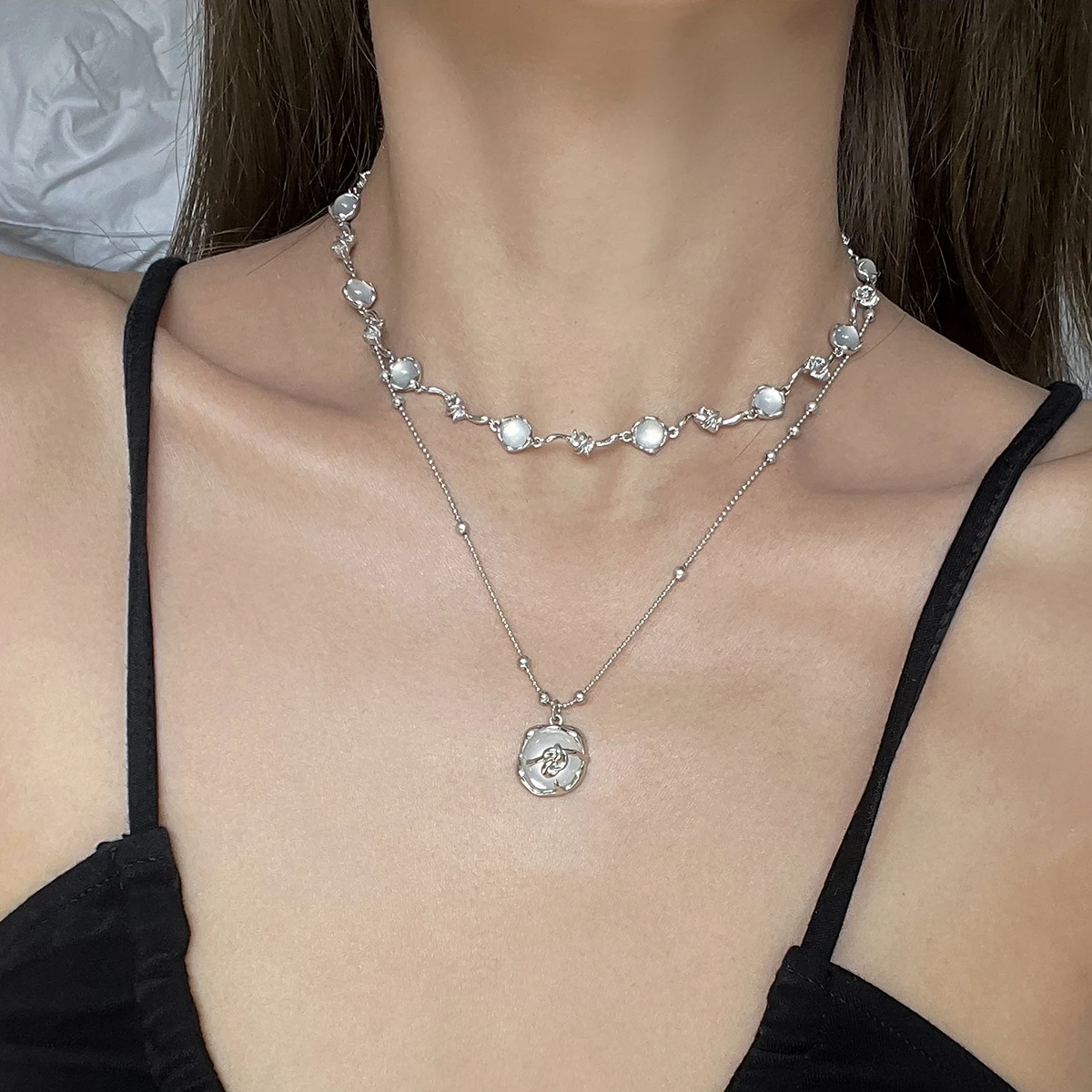 

Женское Ожерелье из лунного камня, в корейском и японском стиле