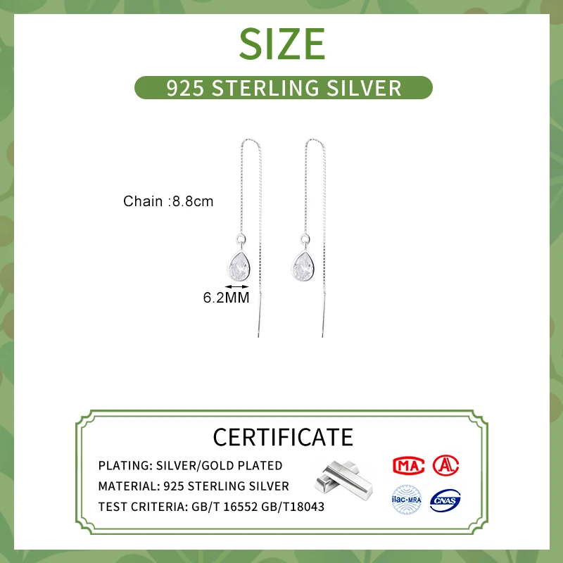 Женские серьги-подвески из серебра 925 пробы с цирконом