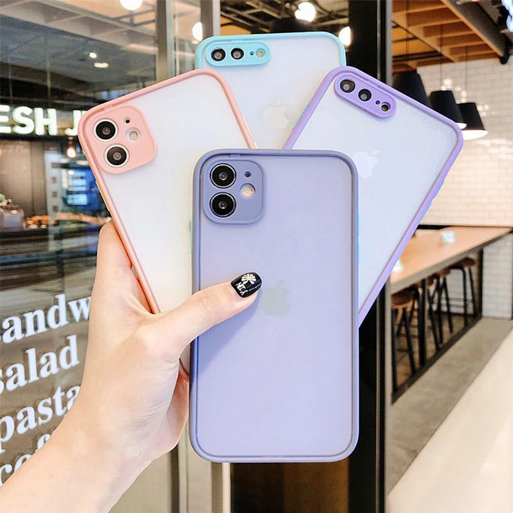 

Off OW Black And White Brand Phone Case For iphone 12 11 Pro Mini Max XS X 8 7 Plus SE 2020 XR Matte Transparent Light red Cover