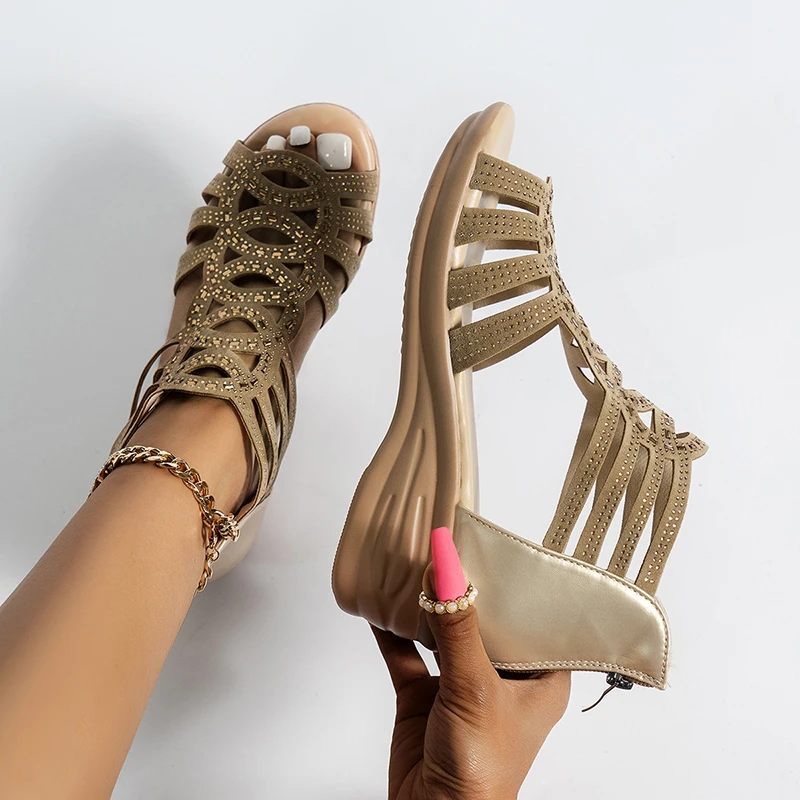 

Женские босоножки на танкетке, Модные Удобные однотонные сандалии с нескользящим открытым носком, в европейском и американском стиле, Разм...