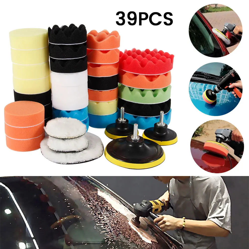 Car Polishing Pads Kit Buffing Waxing tool Polisher Machine 