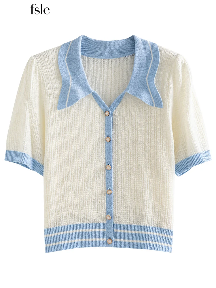 

Женский свитер FSLE Summer 2022, кардиганы, женский свитер, Винтаж, женские топы