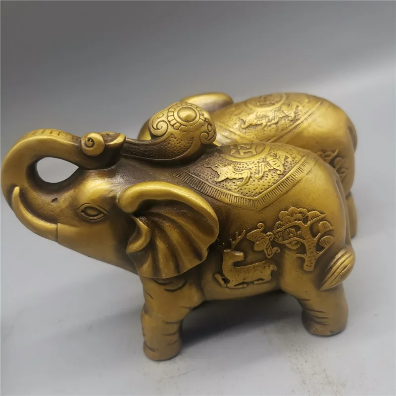 

Gu Yun Zhai Brass Elephant Ornaments A Pair Of Home Decorations Living Room Office Tv Cabinet Porch Crafts