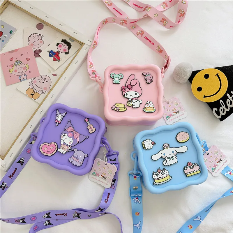 

Kawaii Sanrio Ins Kuromi Cinnamoroll Silicone Fun Small Square Bag Pochacco Student Casual Cartoon Fashion Cartoon Toys Girls