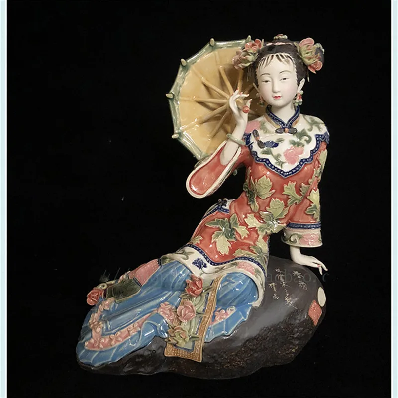 

Классическая Женская Художественная Скульптура, керамическая Красивая Искусственная фигурка девушки, ремесло, китайские аксессуары для домашнего декора, милый подарок