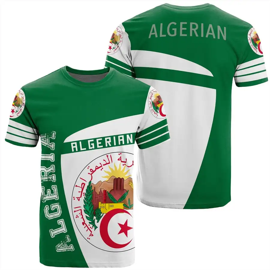 

ALGERIA Men T Shirt Custom Rugby Festival Tshirt Arabic Algerie Flag Print Text French Algeria Jersey Children Tee Young Top