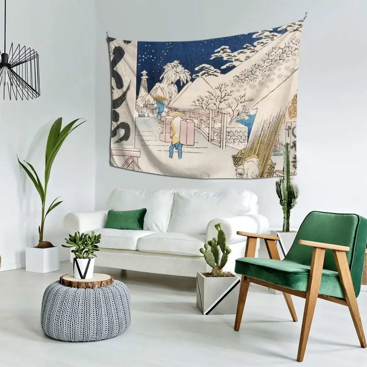 Бикини Мост в снегу Винтаж Укиё-э японское искусство гобелен декоративные