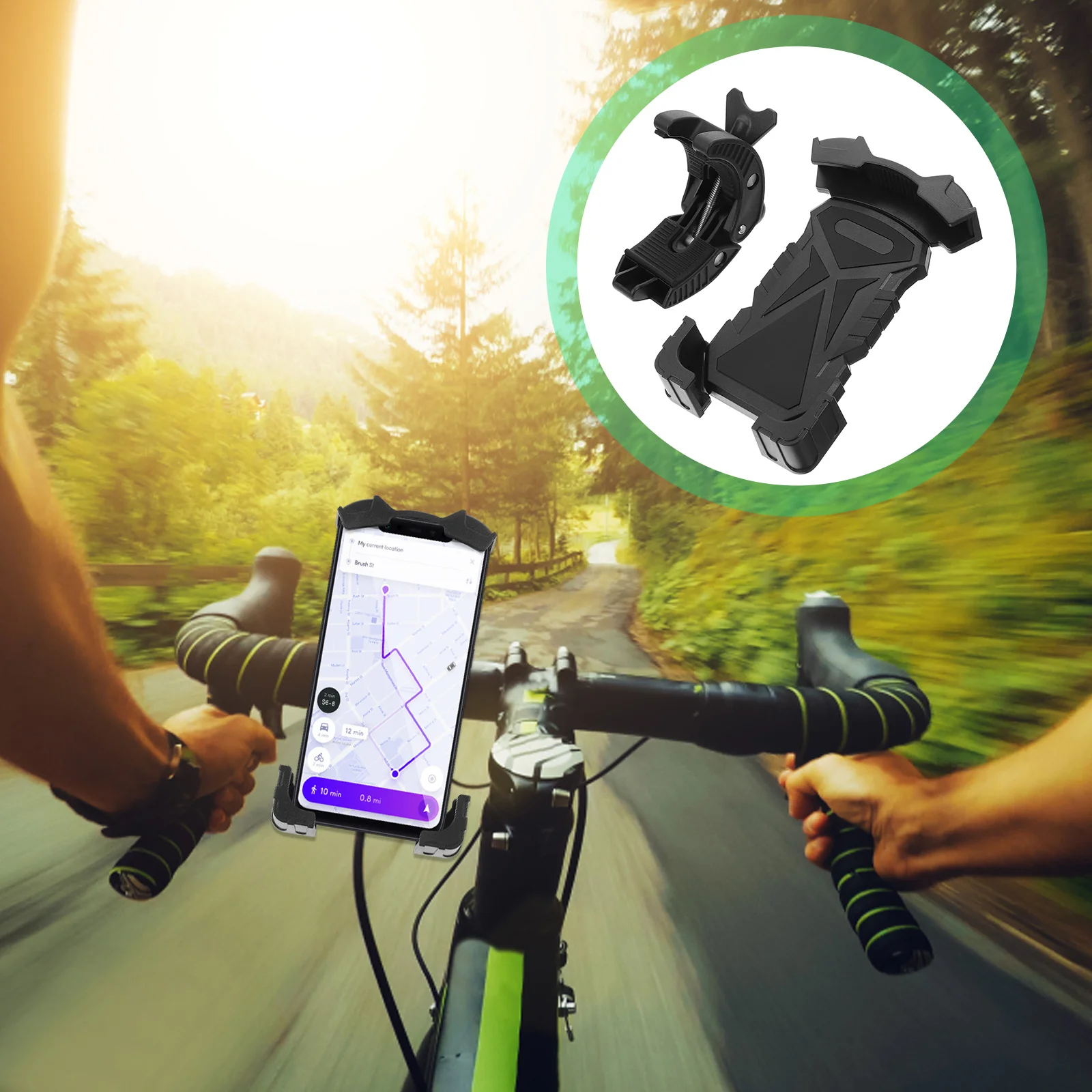 

Bike Phone Holder Universal Motorcycle Mobile Mount Aluminum Handlebar Bracket Stand for GPS Navigation
