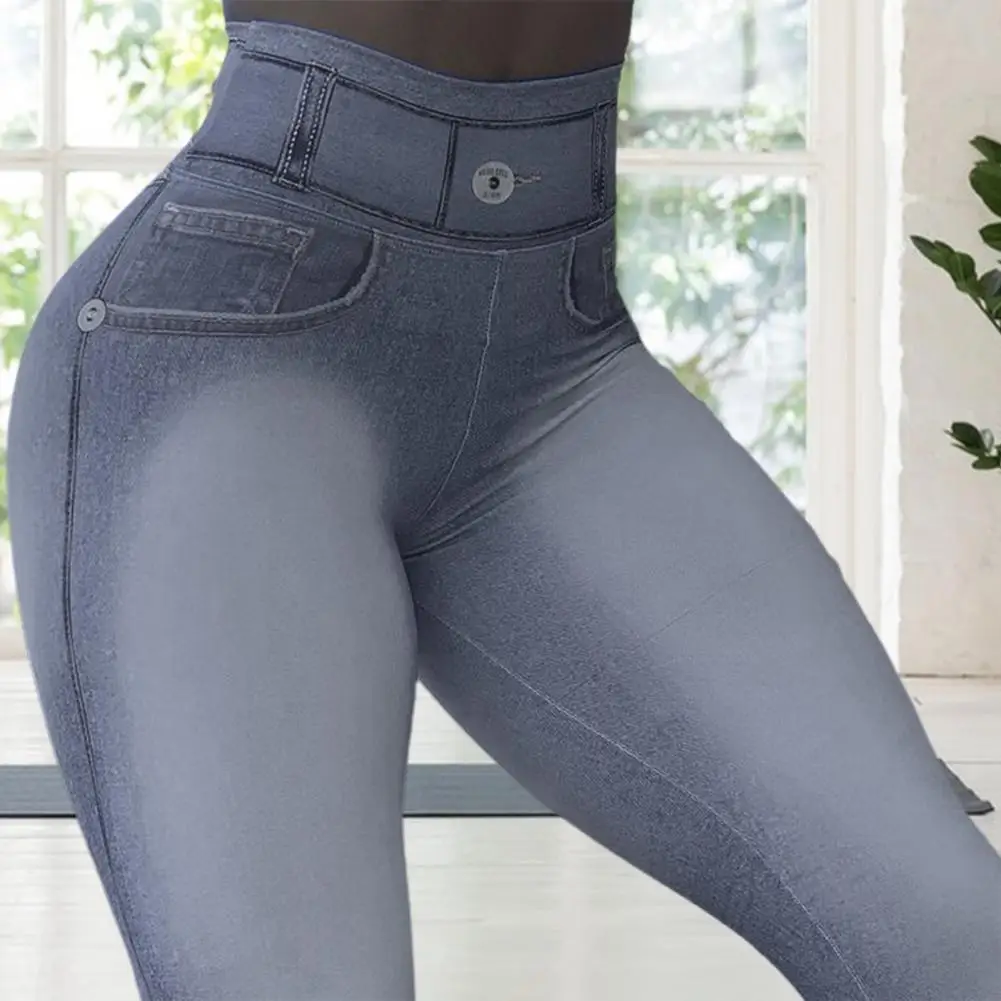 

Yoga Pants Moisture Wicking Fitness Leggings Butt Lifting Women Push Up Imitation Jeans Skinny Yoga Trousers Stretchy