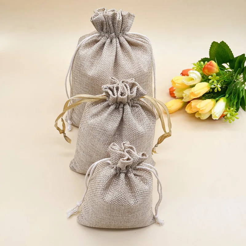 25 шт. мешок из мешковины с джутовыми мешками на шнурке джутовые мешки упаковочные