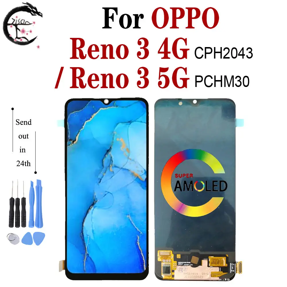 Cena Wyświetlacz LCD Do OPPO Reno3 4G CPH2043 Wyświetlacz Reno 3 5G PCHM30 Ekran Dotykowy LCD Montaż Czujnika Digitizera Reno3 Części Zamienne Testowane