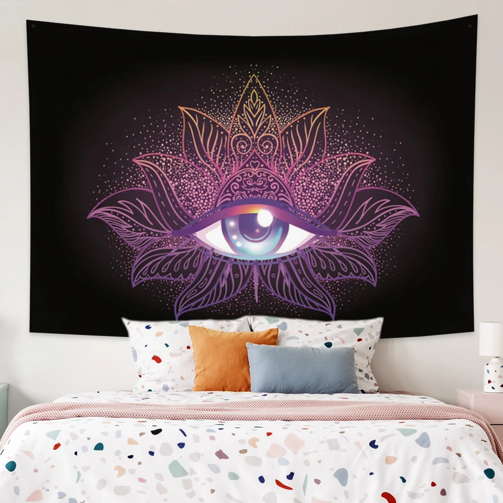 

Eye Mandala Psychedelic Tapestry Fabric Wall Hanging Living Room Decoration Map Letter Polyester Table Cover Yoga Beach Towel