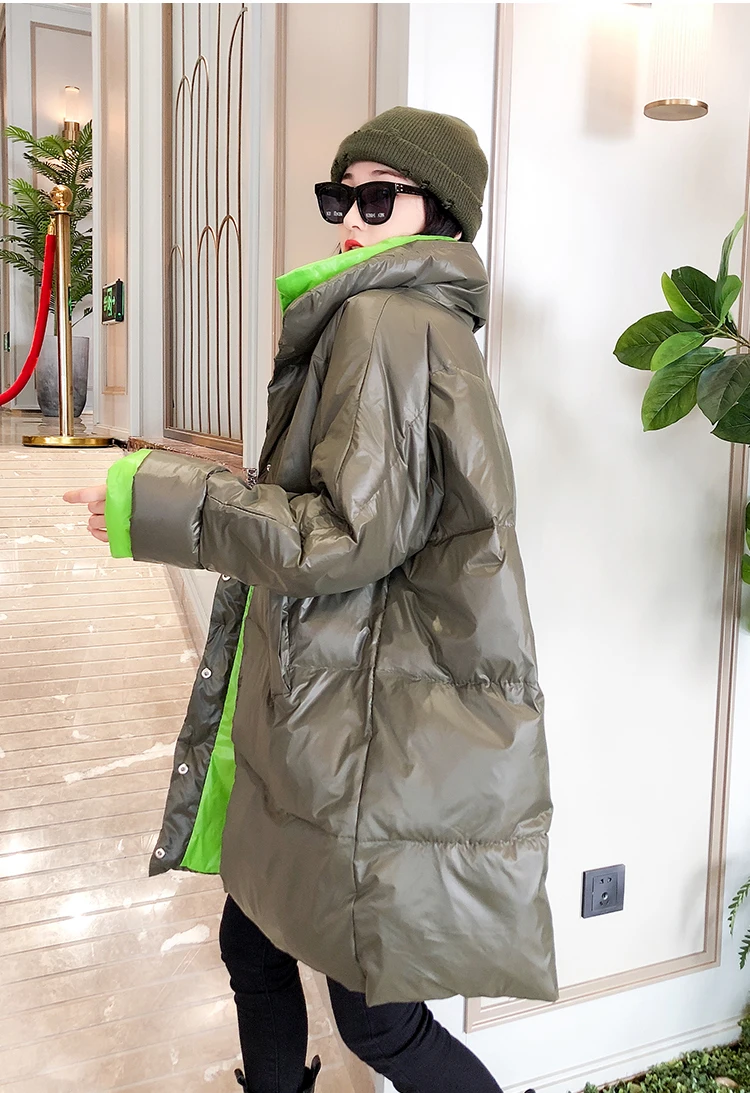 2023 Winter Long Parkas Women Korean Oversized Loose Puffer Jacket Female Long Big Size Warm White Duck Down Coat Parka Outwear