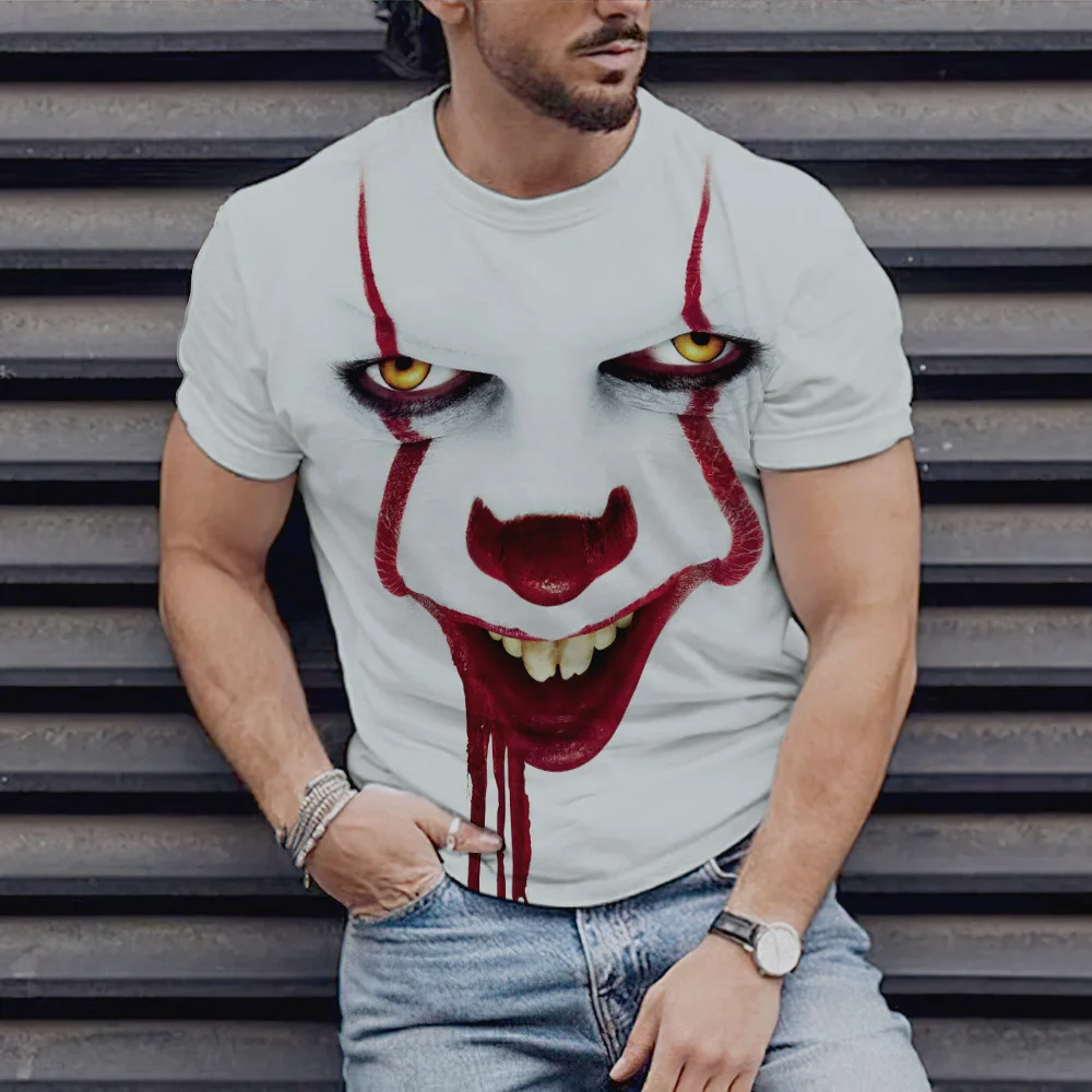 

Hot Sales New Pattern T-shirt Clown Theme Men's T-shirt 3D Printed Halloween Short Sleeve Printed Costume Street Fashion Punk&Go