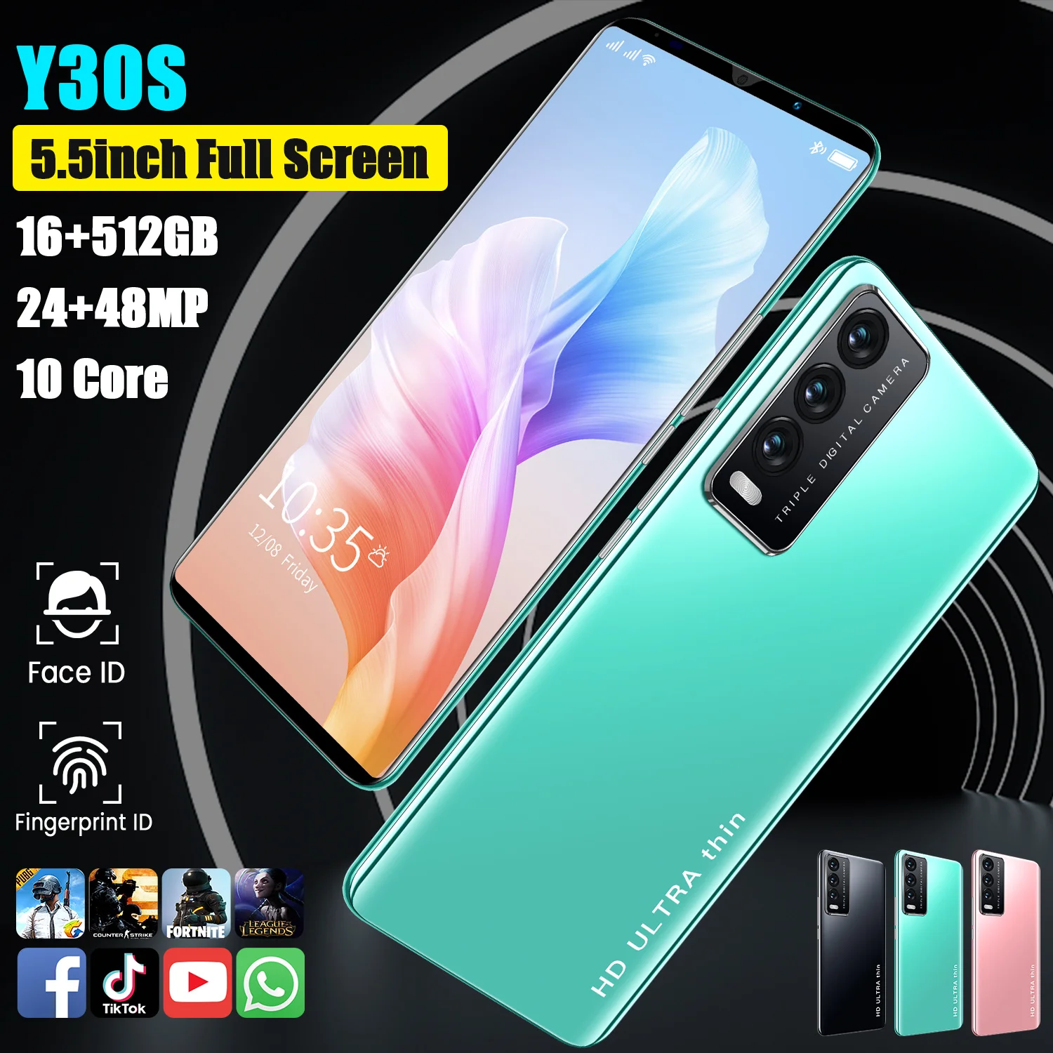 

Экономичный смартфон Y30S, 5,5 дюйма, 8 + 256 ГБ, Android 10 ядер, две SIM-карты + микро отпечаток, идентификация лица, разблокировка детской сети