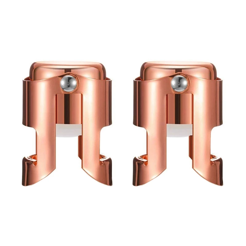 

2X Champagne Bottle Stopper Rose Gold Stainless Steel Champagne Sealer Plug Super Powerful Vacuum Seal Reusable