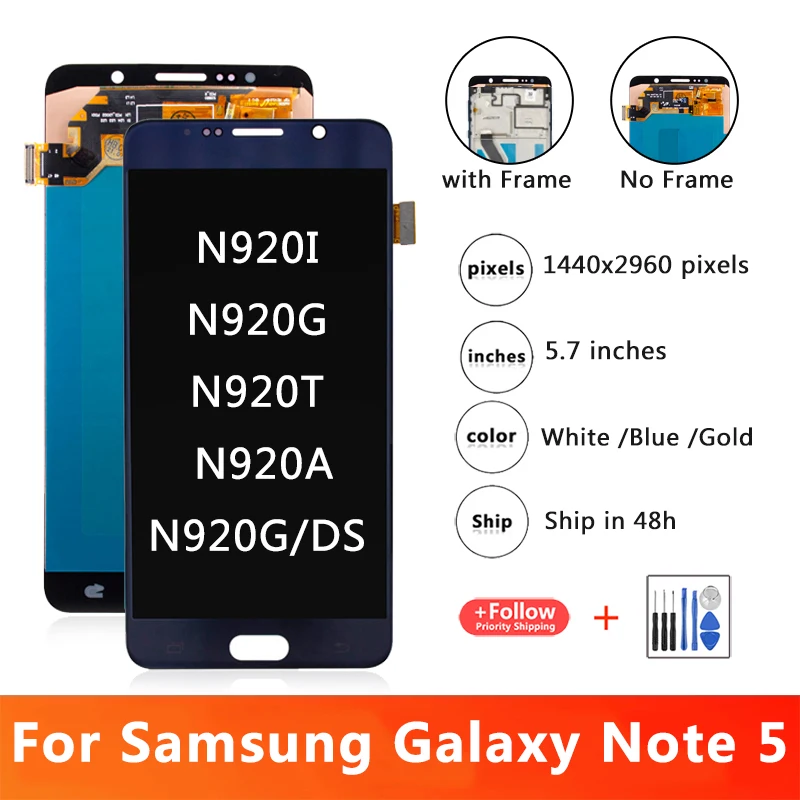 Amoled 5.7Inch Lcd Display With Touch Screen Digitizer Assembly For Samsung Galaxy Note 5 N920I N920G N920G/DS N920T N920A
