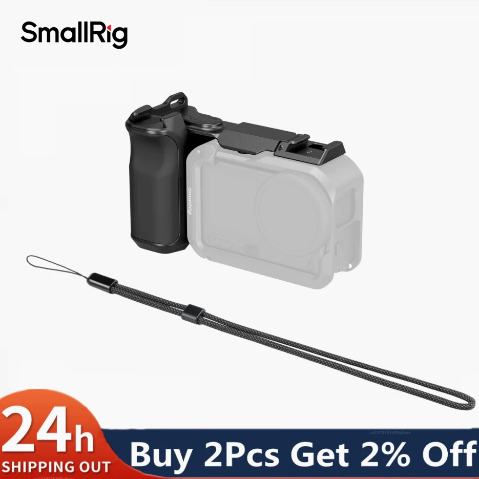 Фото Рукоятка SmallRig для кейджей SmallRig 5888 / 5887 для DJI Osmo Action 6 с ремешком на запястье и адаптером Cold Shoe, комплект для фотосъемки 6259 №1