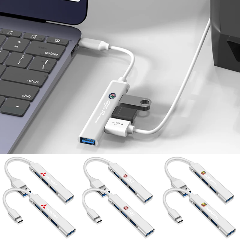 

1pcs 4-port Hub Type-C 3.0 USB Type-C multi-OTG Splitter Adapter for Renault Megane 2 3 Duster Logan Clio Laguna 2 Captur