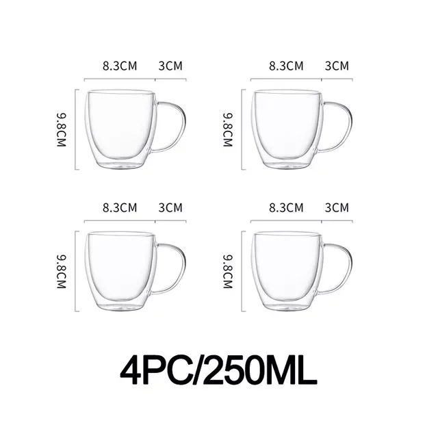 

2023NEW Wall Shot Glass Cup Set Espresso Coffee Mugs Whiskey Cocktail Beer Glass Insulated Tumbler Transparent Cup Drinkware