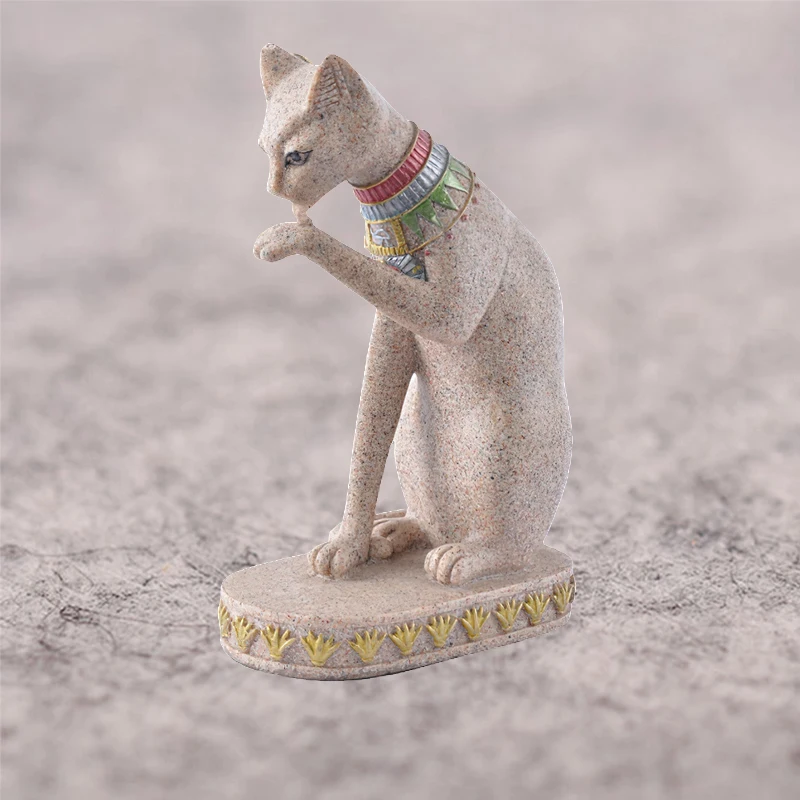 Fortune Kiss Hands Egyptian Cat God Ornaments Office Home Decoration Ancient Egypt Figurines Gift