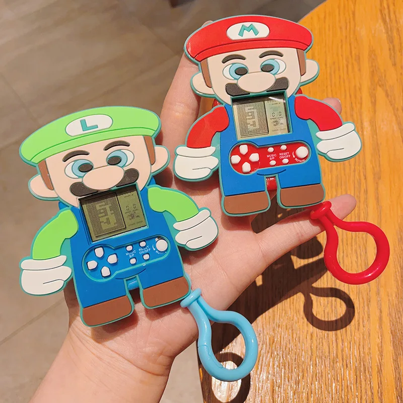

Super Mario Game Console Keychain Anime Action Figure Toys Luigi Funny Modeling Multifunction Keychain Kids Bag Pendant