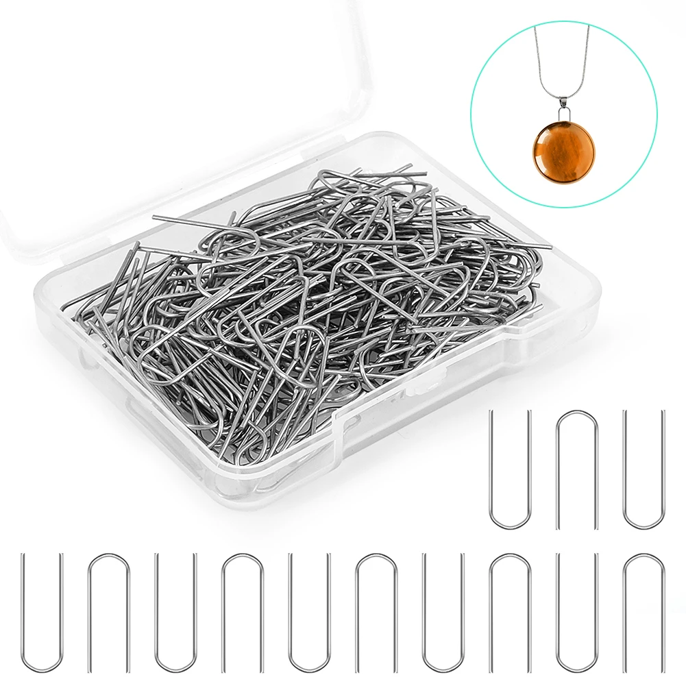 

50/100/200pcs High Temperature Nichrome Wire Jump Rings 21 Gauge U-Shaped Ceramic Hanging Hook For Pendant Jewelry DIY