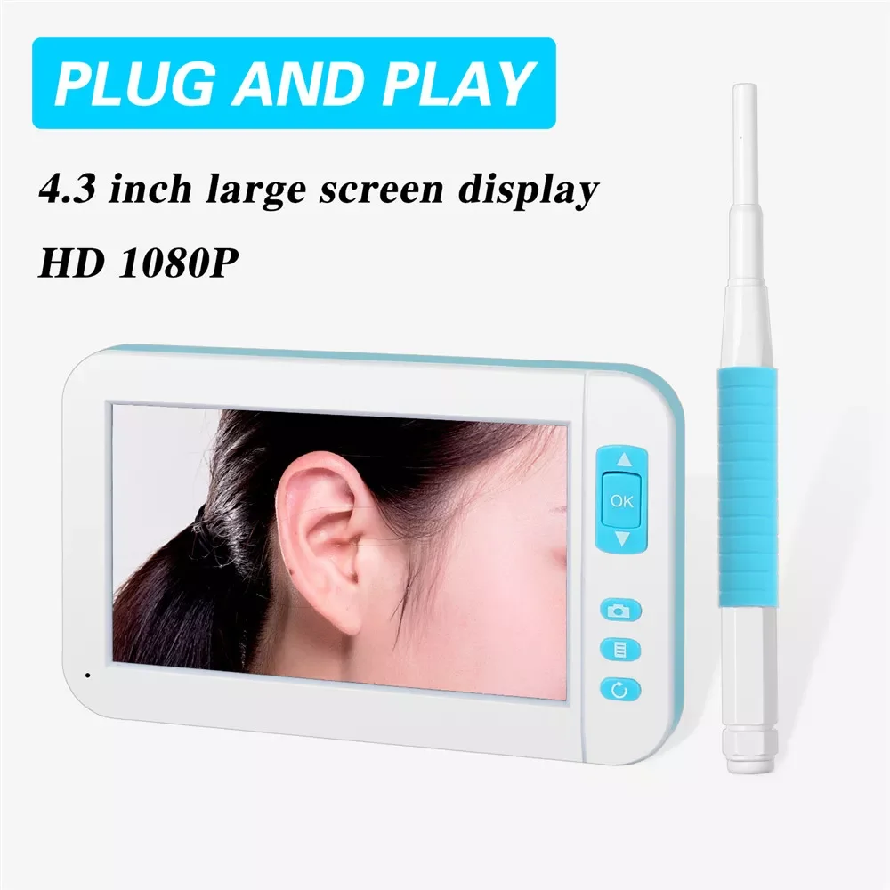 

Kebidumei Mini Ear Spoon Endoscope Camera With 4.3 inch Screen HD 1080P 3.9mm Diameter Otoscope Borescope Tool Health Care