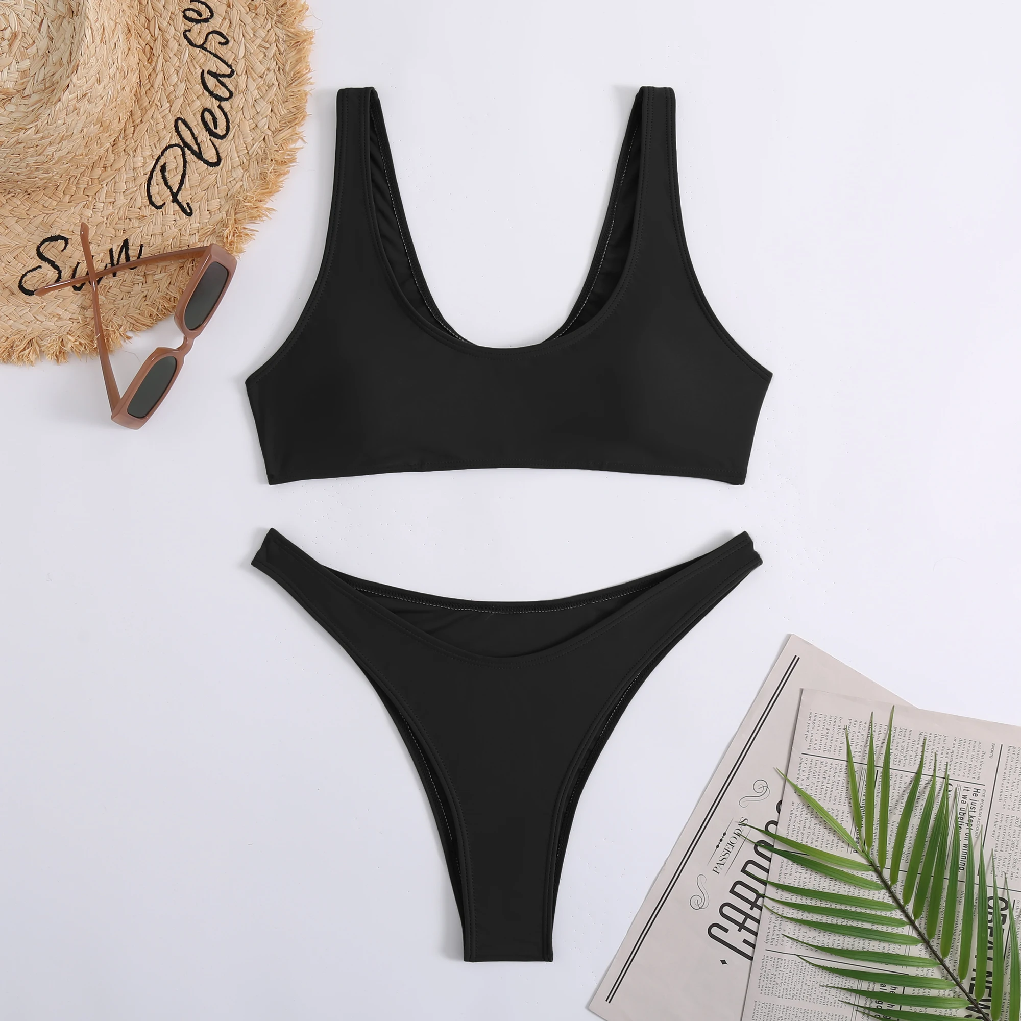 

Cheap Black Bikini Set Women Swimsuit Two Piece Swimwear Halter Bikinis Summer Beach Bathing Suit
