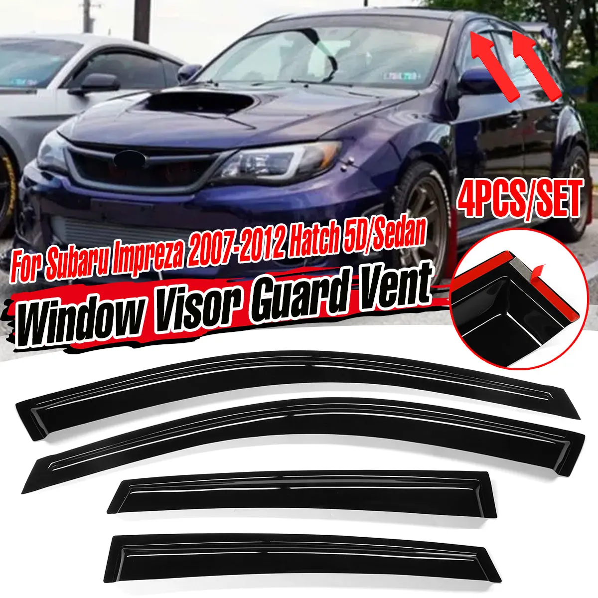 High Quality Car Side Window Deflector Visor Vent Weathershields For Subaru Impreza 2007-2012 Hatch 5D/ Sedan Sun Rain Guards