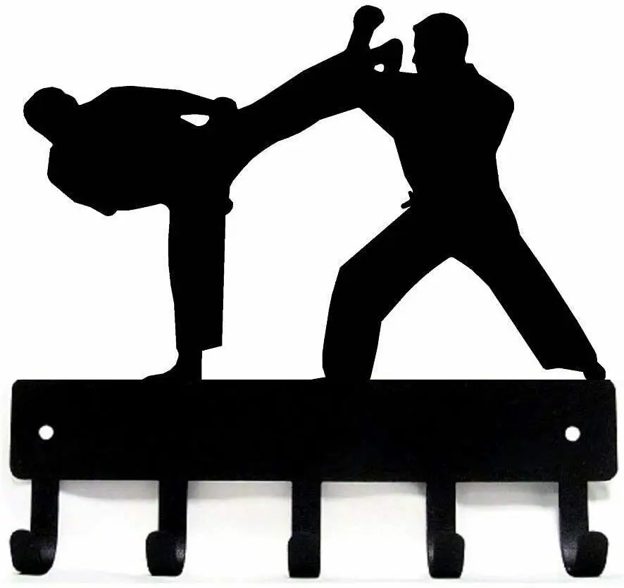 

Karate Sparring Sport - Key Hooks Holder - Small 6 Inch Wide Hook Bathroom Accessories Decoration For Home Perchero Pared