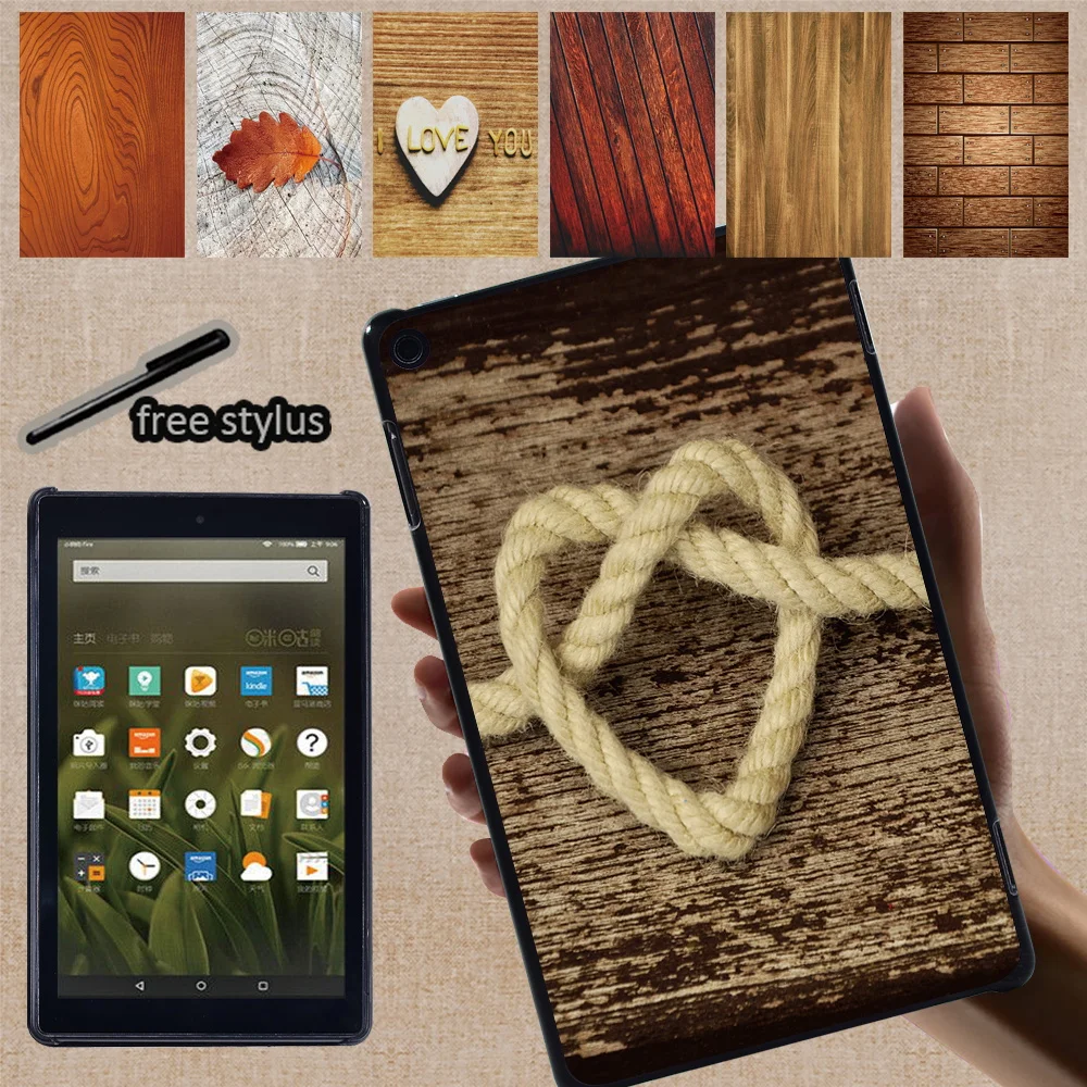 

Tablet Case for HD 10 Plus/5th/7th/9th/11th/Fire 7(5th 7th 9th 12th)/ HD 8 Plus/6th/7th/8th/10th Wood Series Hard Back Shell