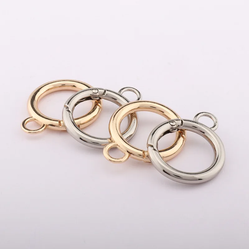

2pcs Spring Gate O Rings Openable Keyring Leather Bag Belt Strap Metal Chain Buckles Clasp Clip Trigger DIY Snap Hooks